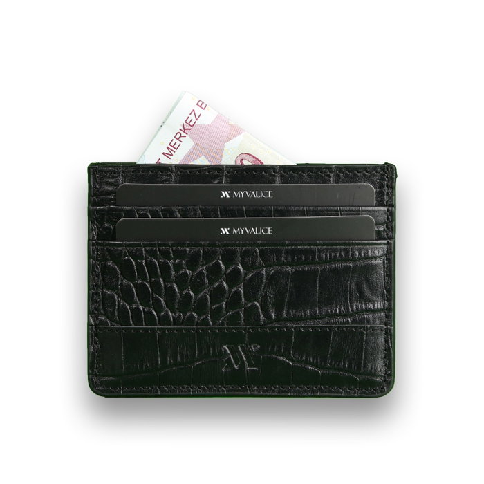 Zoozie Bags 3420 Cartera de Piel Genuina Hecha a Mano, Negro, 10 x 7.5 cm